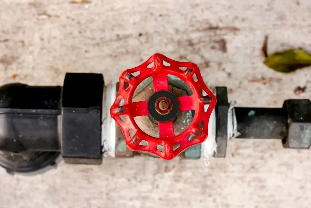 Red outdoor water valve