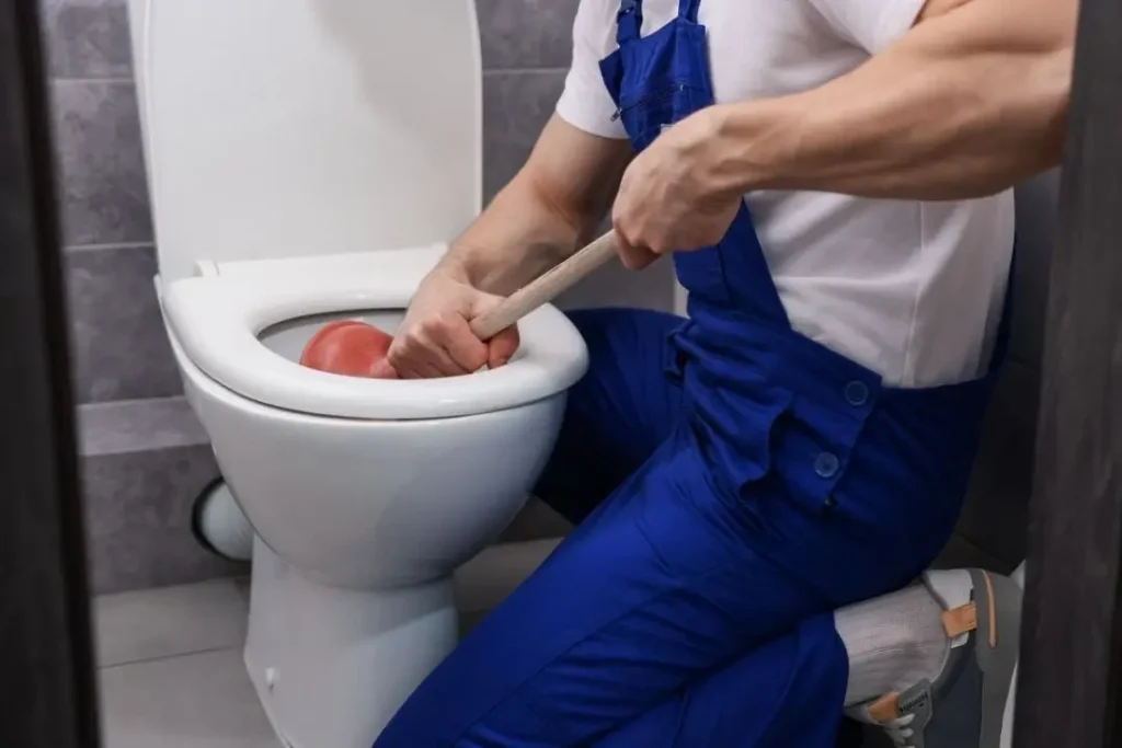 clogged toilet bowl